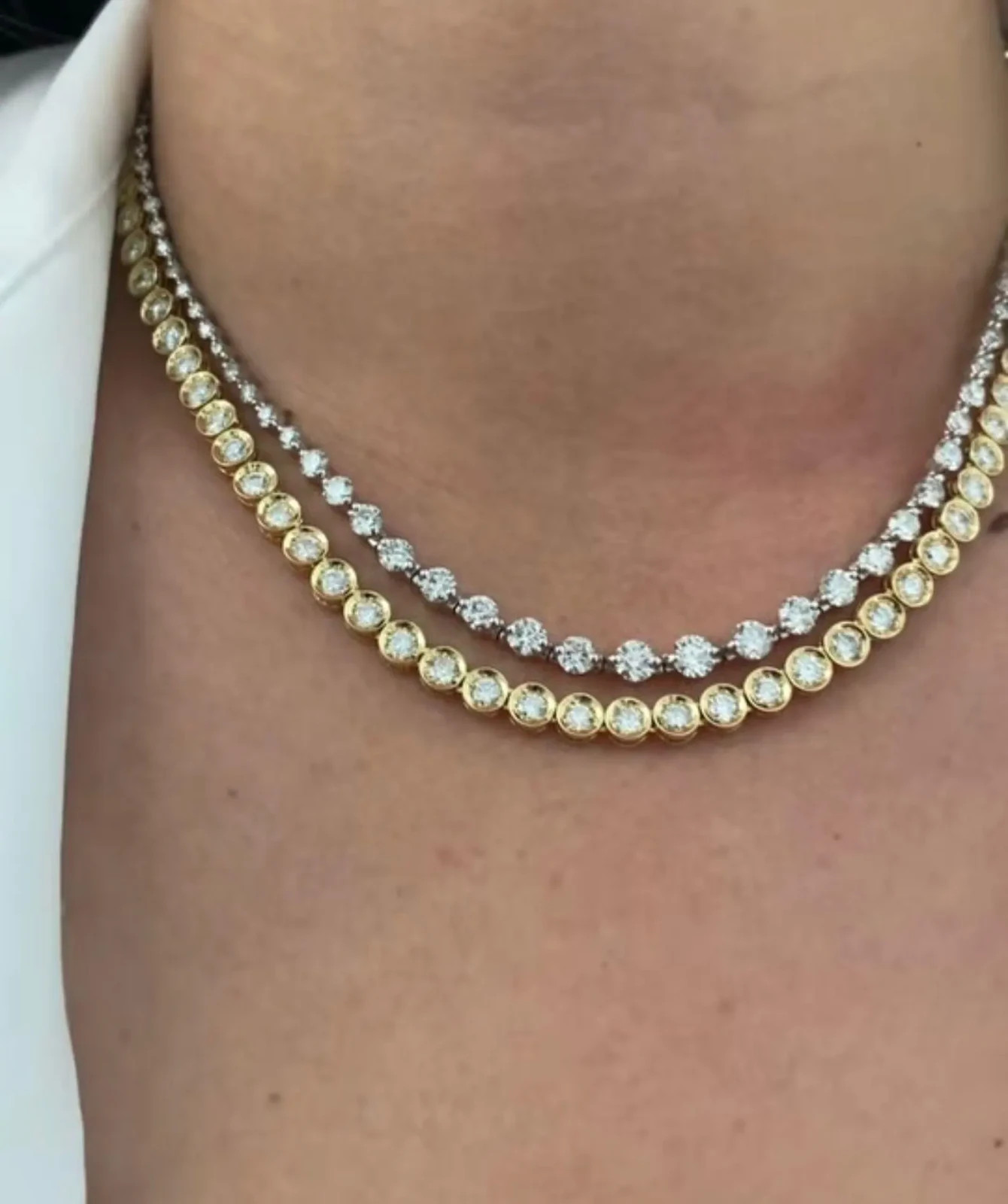 20.00Ct Lab Created Bezel Set Diamond Tennis Necklace 14k Yellow Gold Plated 16″