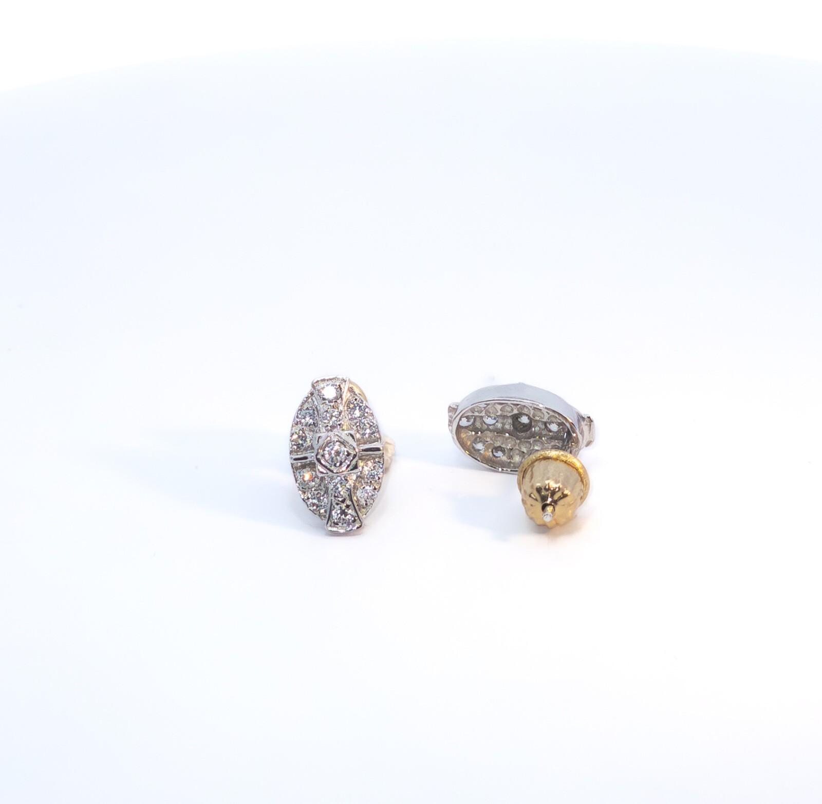 Women’s earrings, gold earrings, stud earrings with zircon, white gold 585 14 KT