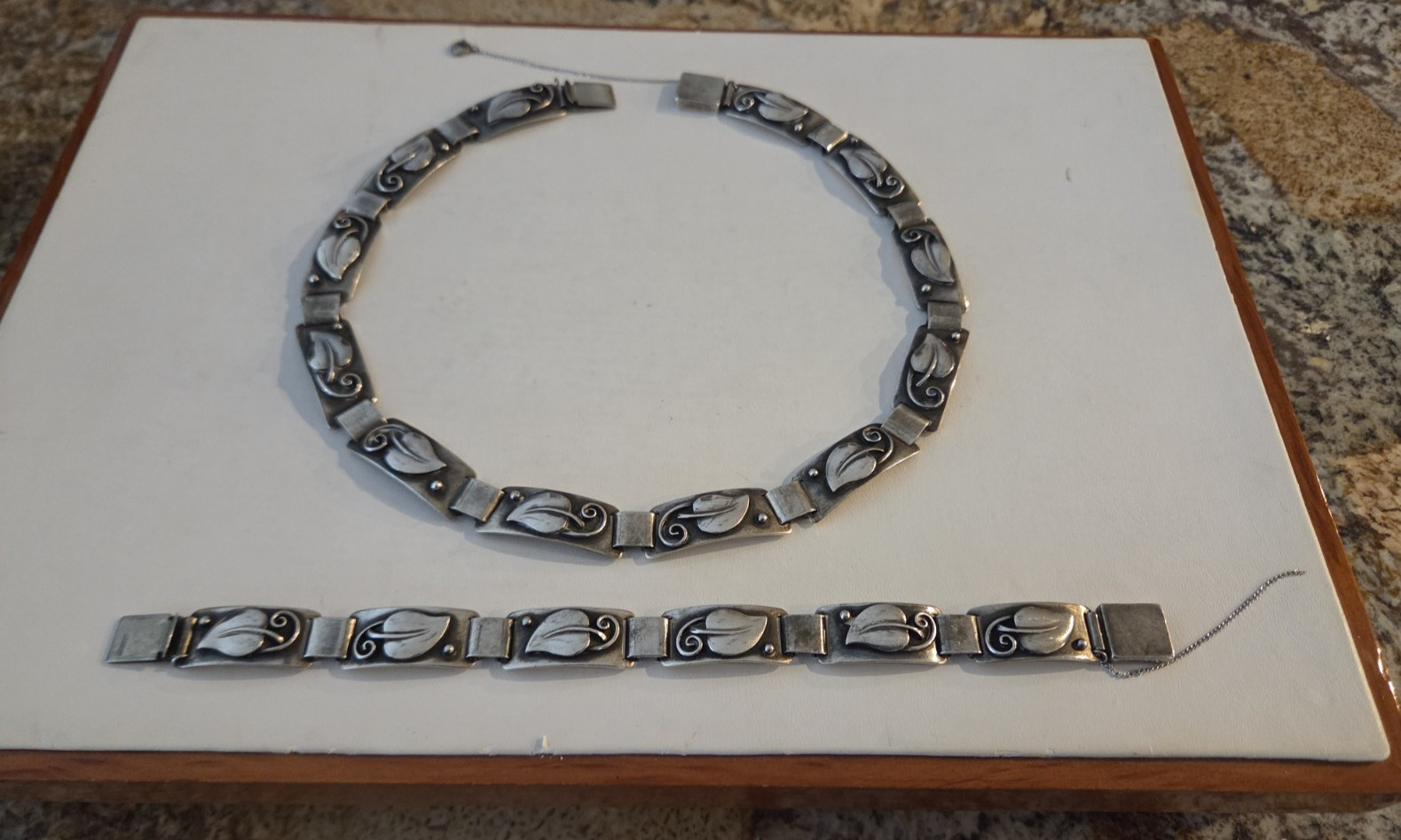 Laurence Foss Sterling Silver Necklace and Bracelet Set 95 Grams #450