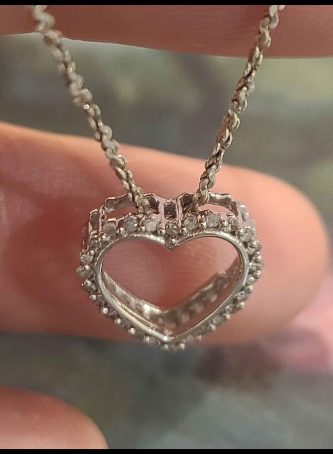 10k Diamond Heart Pendant & 925 Chain