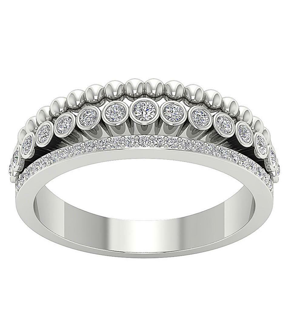Anniversary Ring VVS1 E 0.50 Ct Natural Round Diamond 14K Solid Gold 6.90 mm