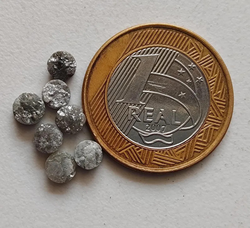 5-5.5mm, Grey White Rough Diamond Discs, Diamond Tyre, 1Pc, Diamond Studs