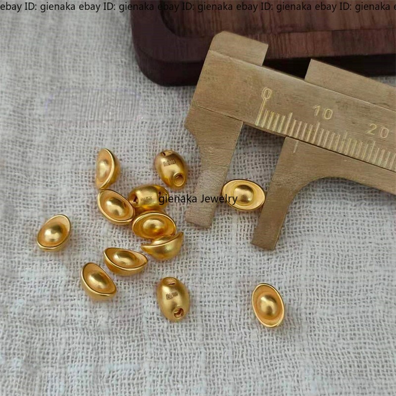 1pcs Real 999 24K Yellow Gold Women 3D Lucky Yuanbao Men Women Gift