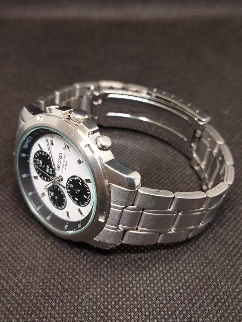 SEIKO 7T92-0BF0 Chronograph Panda Dial Date Quartz Men’s Vintage Watch 39mm