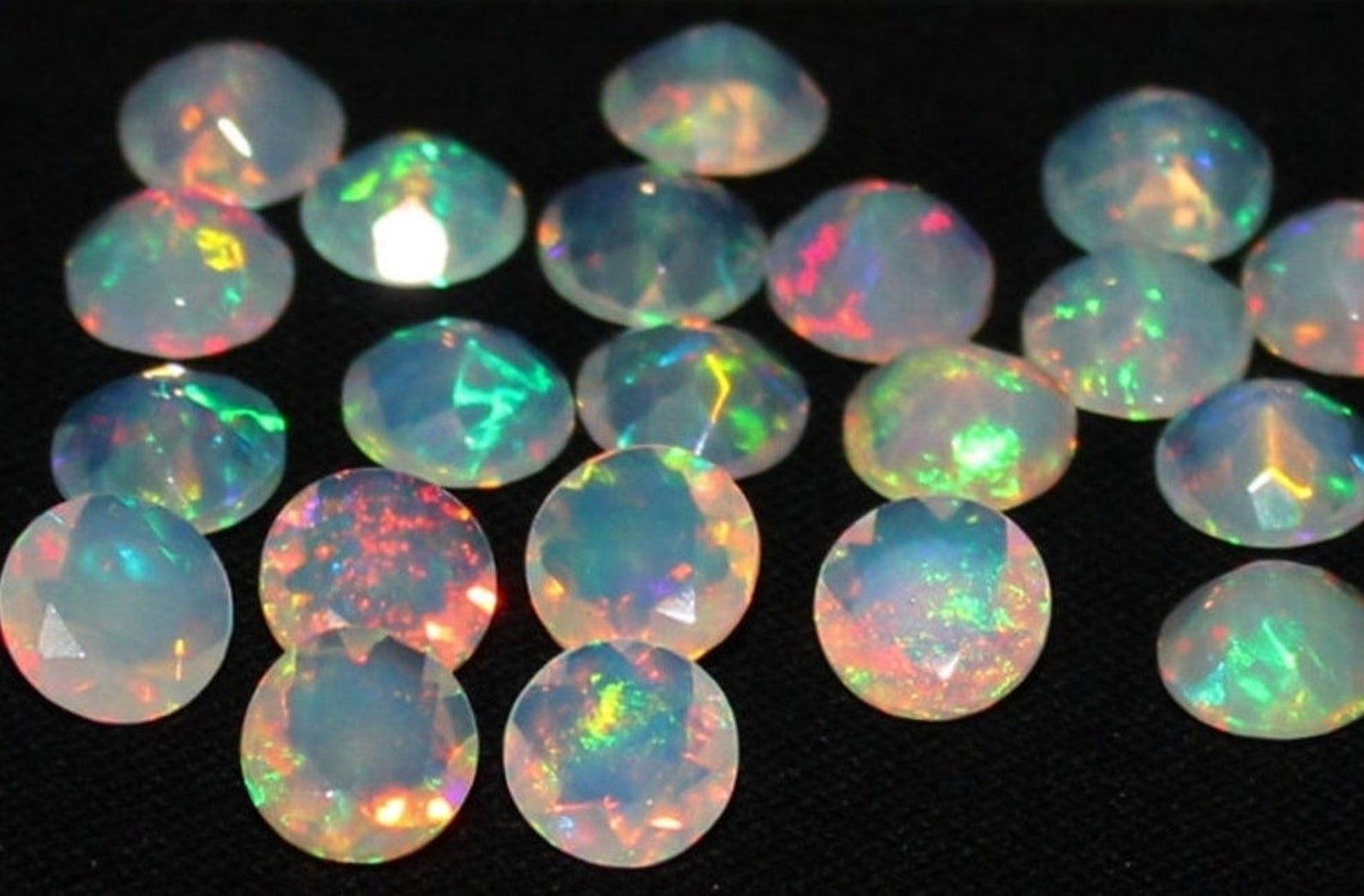 Natural Ethopian Opal Round Faceted Cut 3mm To 10mm Loose Gemstone
