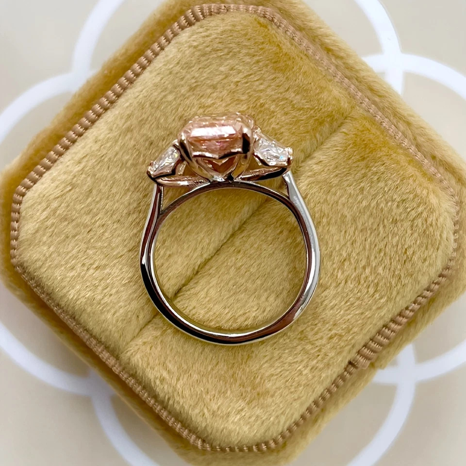 14k White Gold Fancy Vivid Pink Diamond Ring 2.40 Ct Radiant Cut IGI Lab Grown