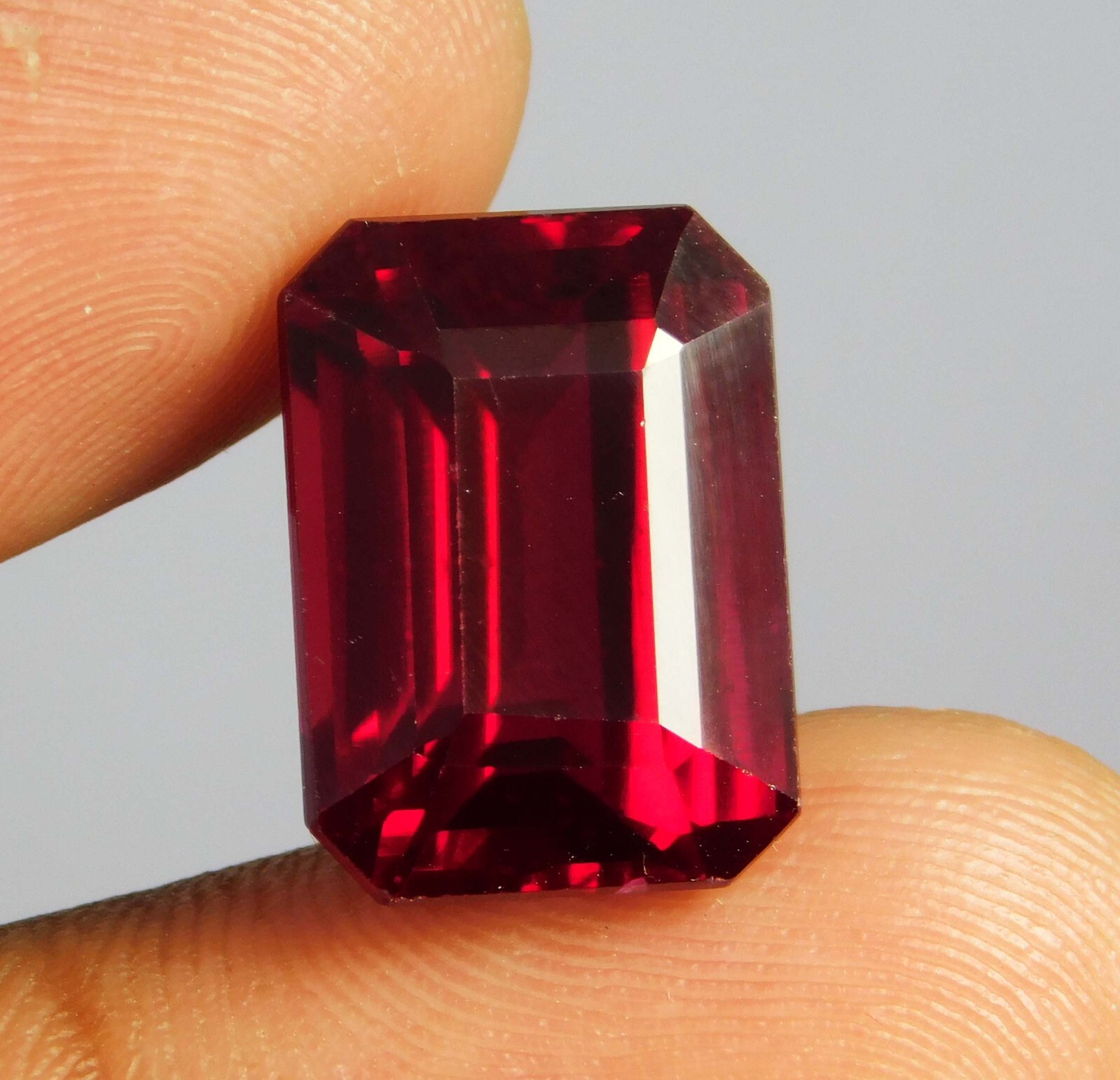Natural 20.00 Ct Mozambique Blood Red Ruby Certified Emerald Cut Loose Gemstone