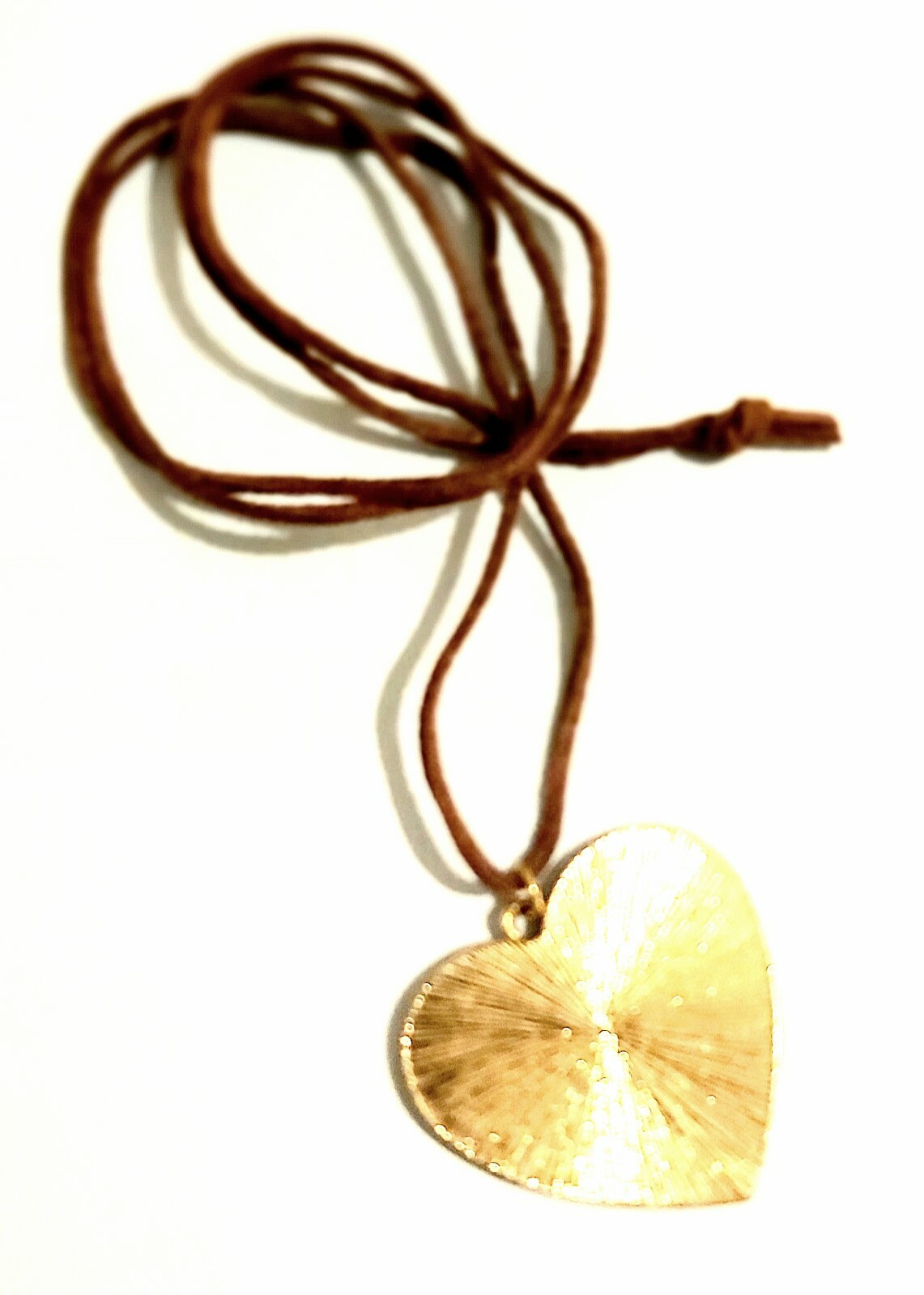 COOL Gold Tone Heart Shaped Faux Leopard Print Fabric Pendant on Leather Chord