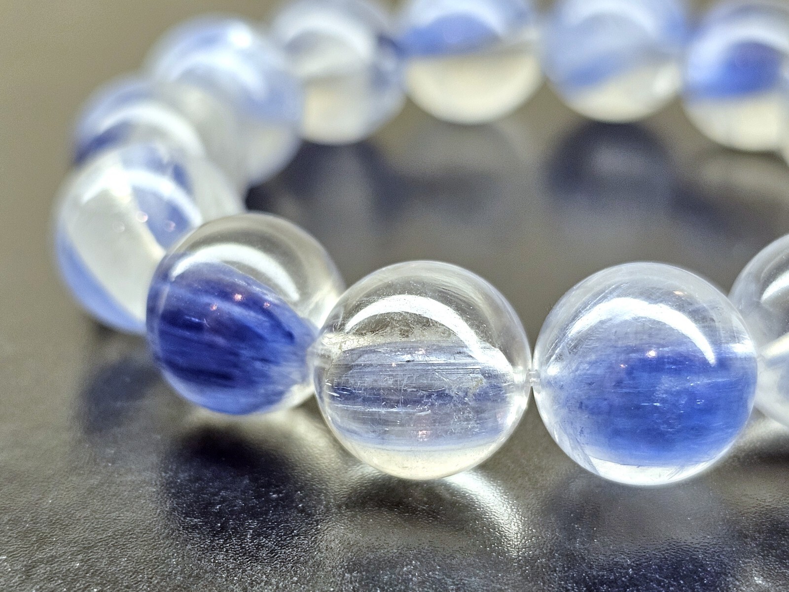 Rare Top Quality Icy Blue Kyanite Beads Bracelet 13.4mm
