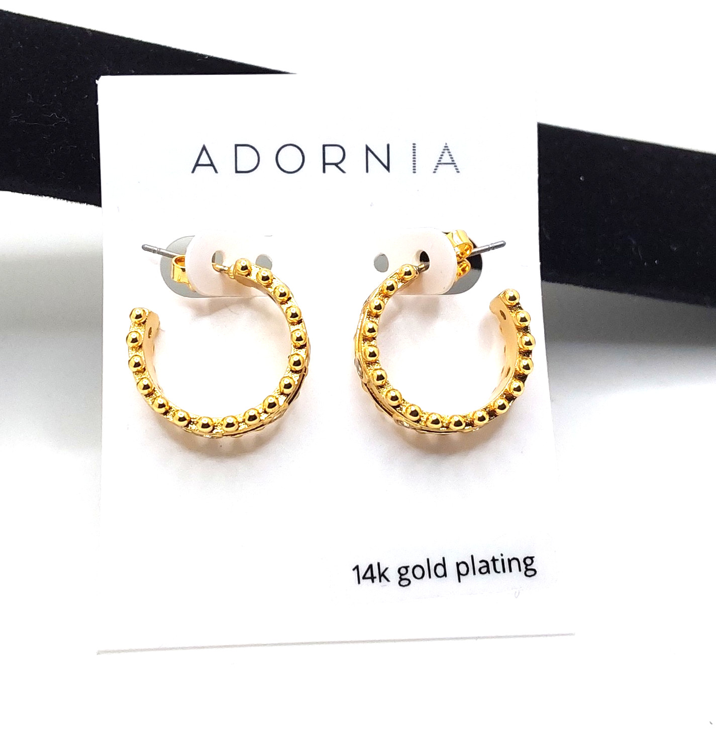 Adornia Beautiful Bezel 14k Gold Plated Open Hoop Earrings