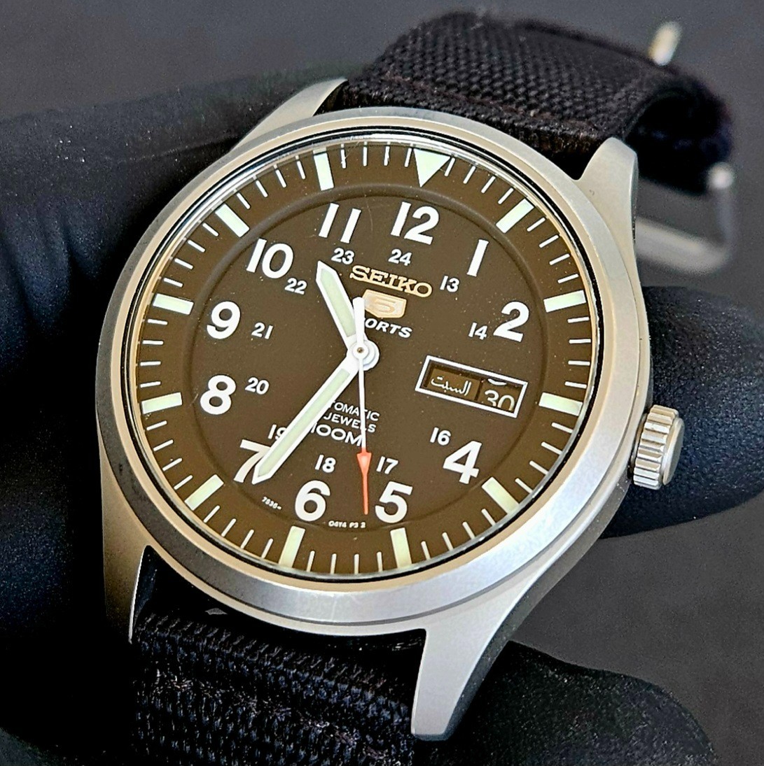 Seiko 5 Sports Automatic Watch Arabic Day-Date Dial