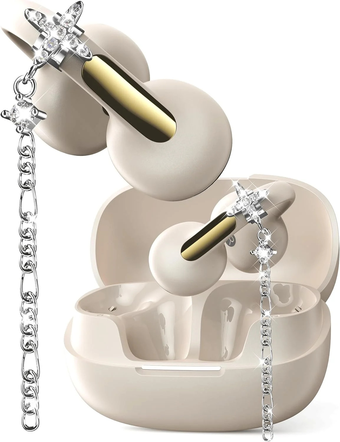 Open Ear Headphones with Dangling Star Jewelry Earrings, Wireless Bluetooth 6.0