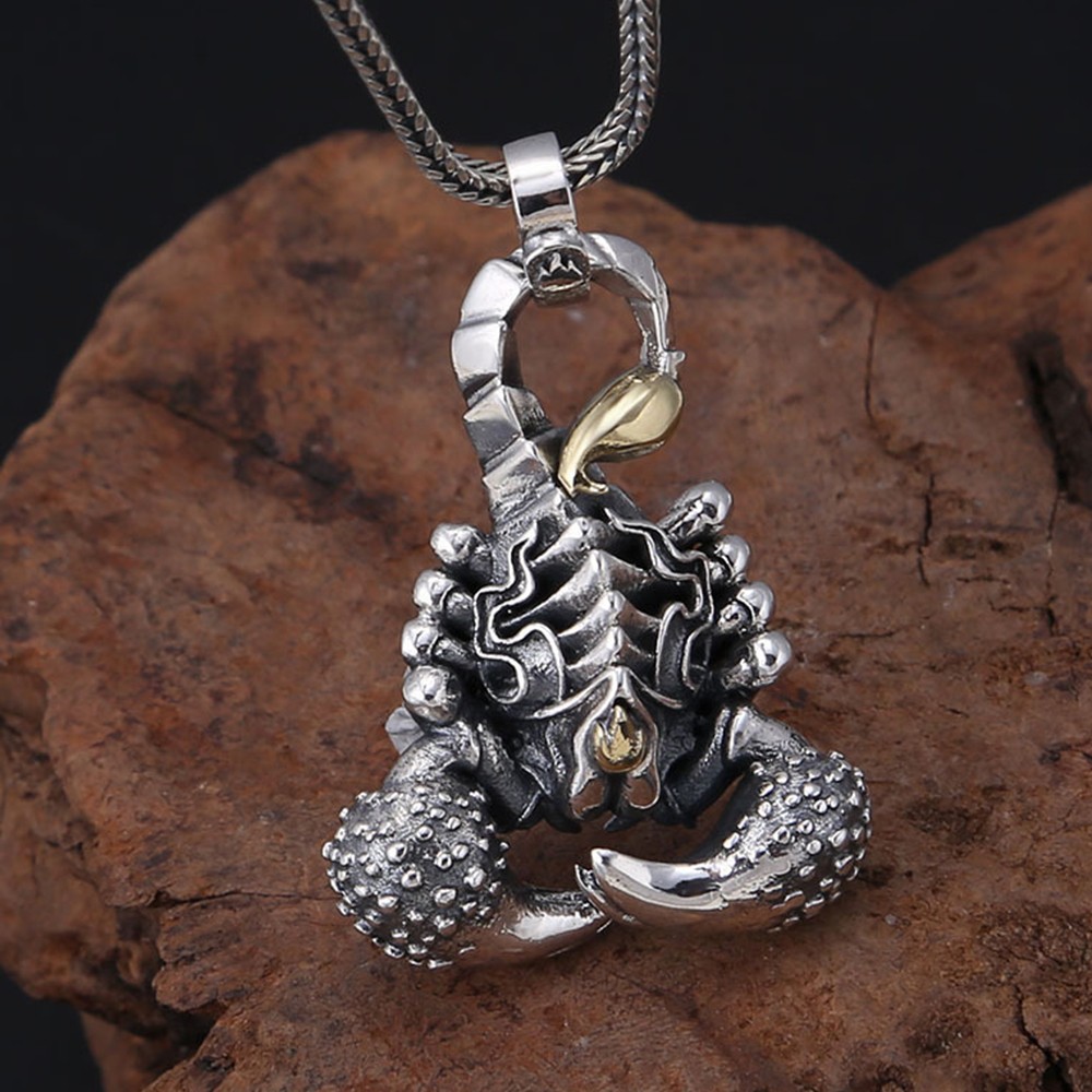 Pure S925 Sterling Silver Lucky Six Words Scorpion Pendant 29-30g 39*29mm