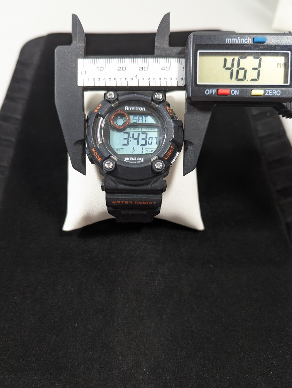 Armitron Digital Day Date Alarm Chrono Black 46 mm Case Black Band Watch