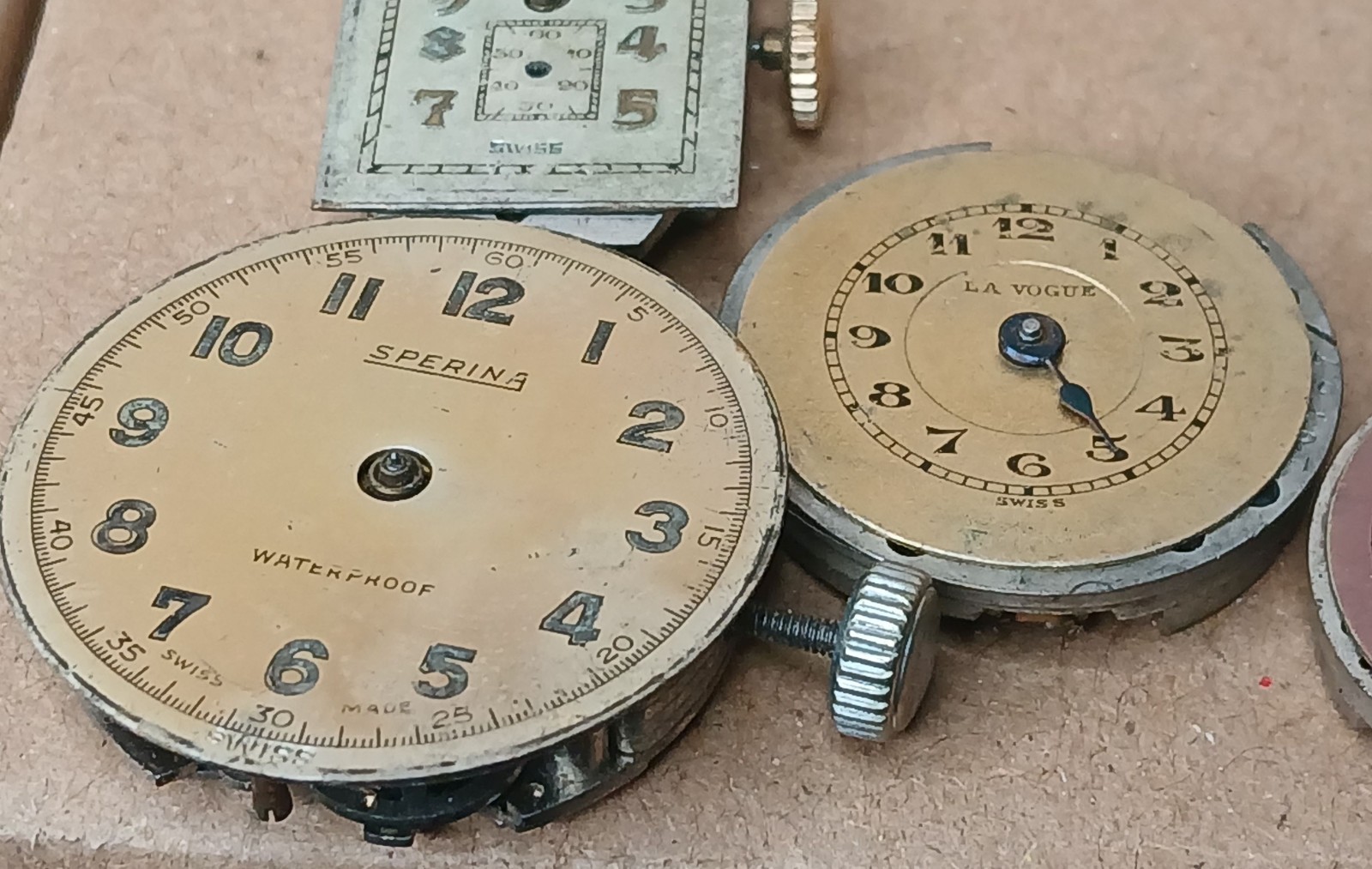 Vintage Watch Movement Lot Benrus Westfield Windsor Sperina Saxony 10pc Parts