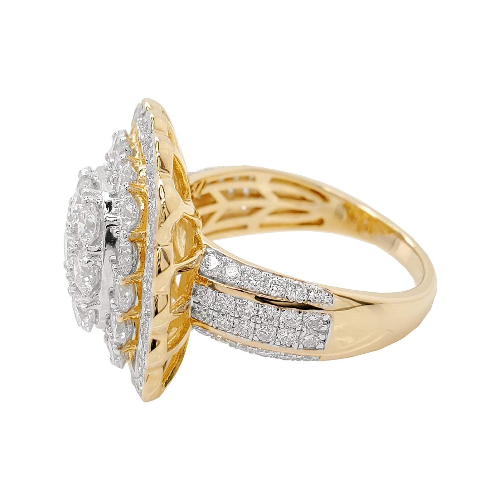3.25 CARAT LAB GROWN DIAMONDS STERLING SILVER GOLD PLATED ENGAGEMENT WEDDING RIN
