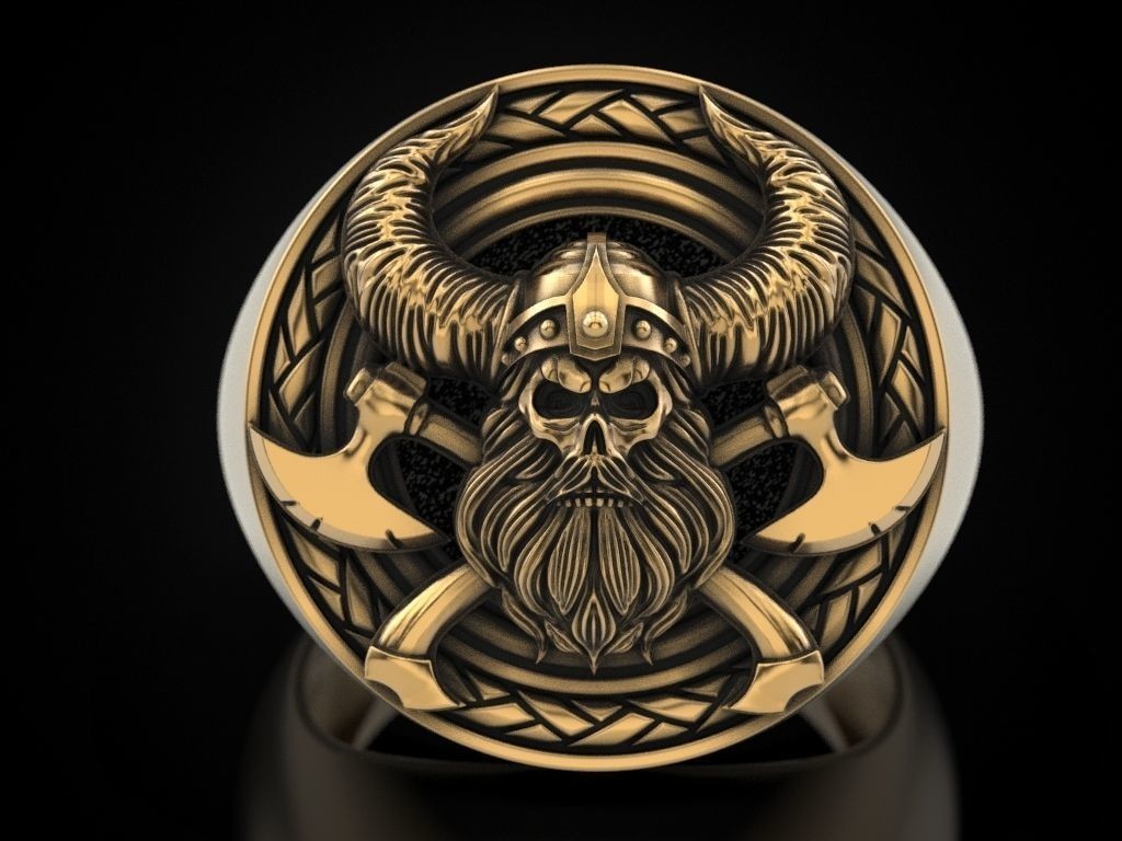 Oxidized Men’s Skull & Axe Gothic Punk 925 Sterling Silver Statement Rings
