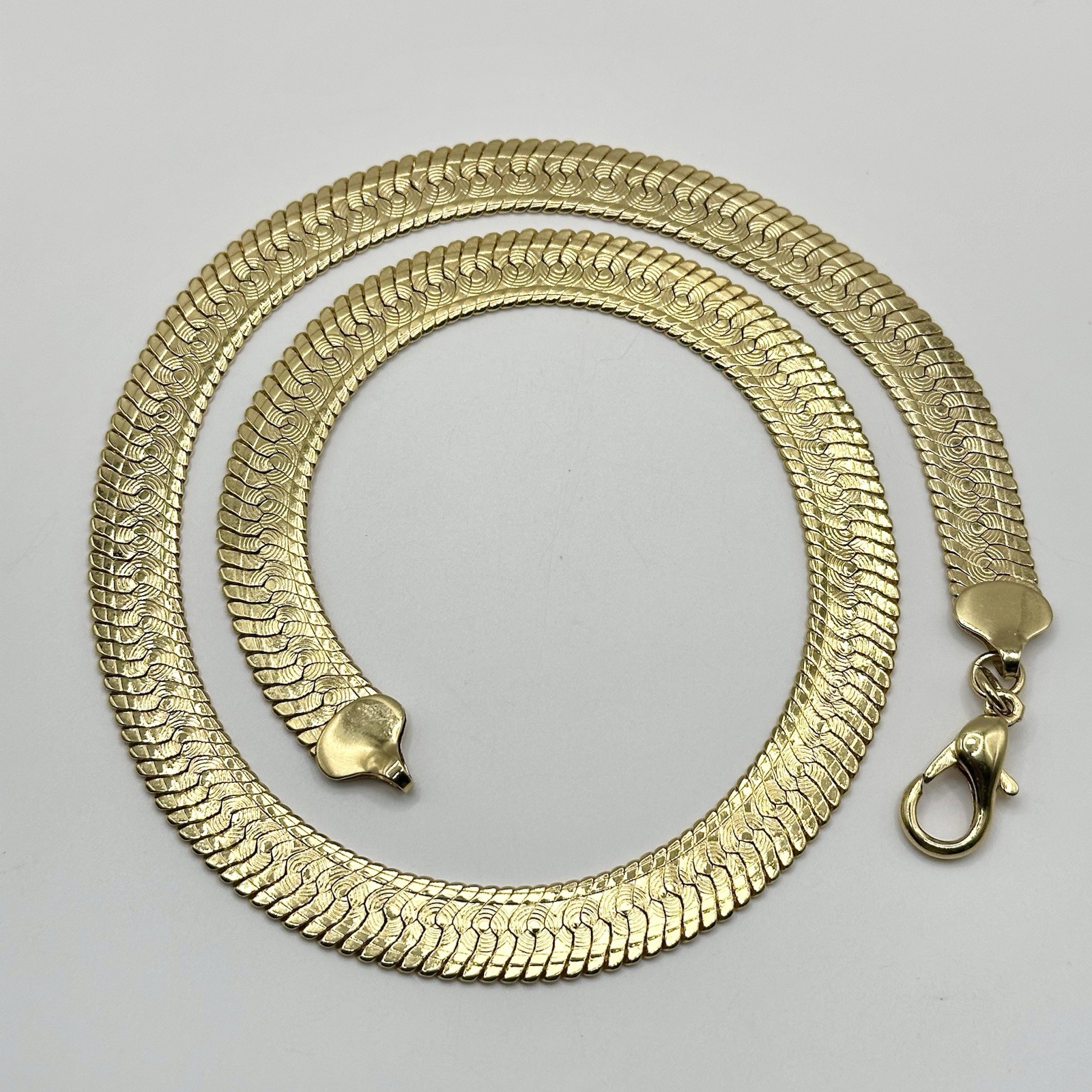 Gold Plated Herringbone Chain Necklace Flat Snake Statement Chain Men Women 20”