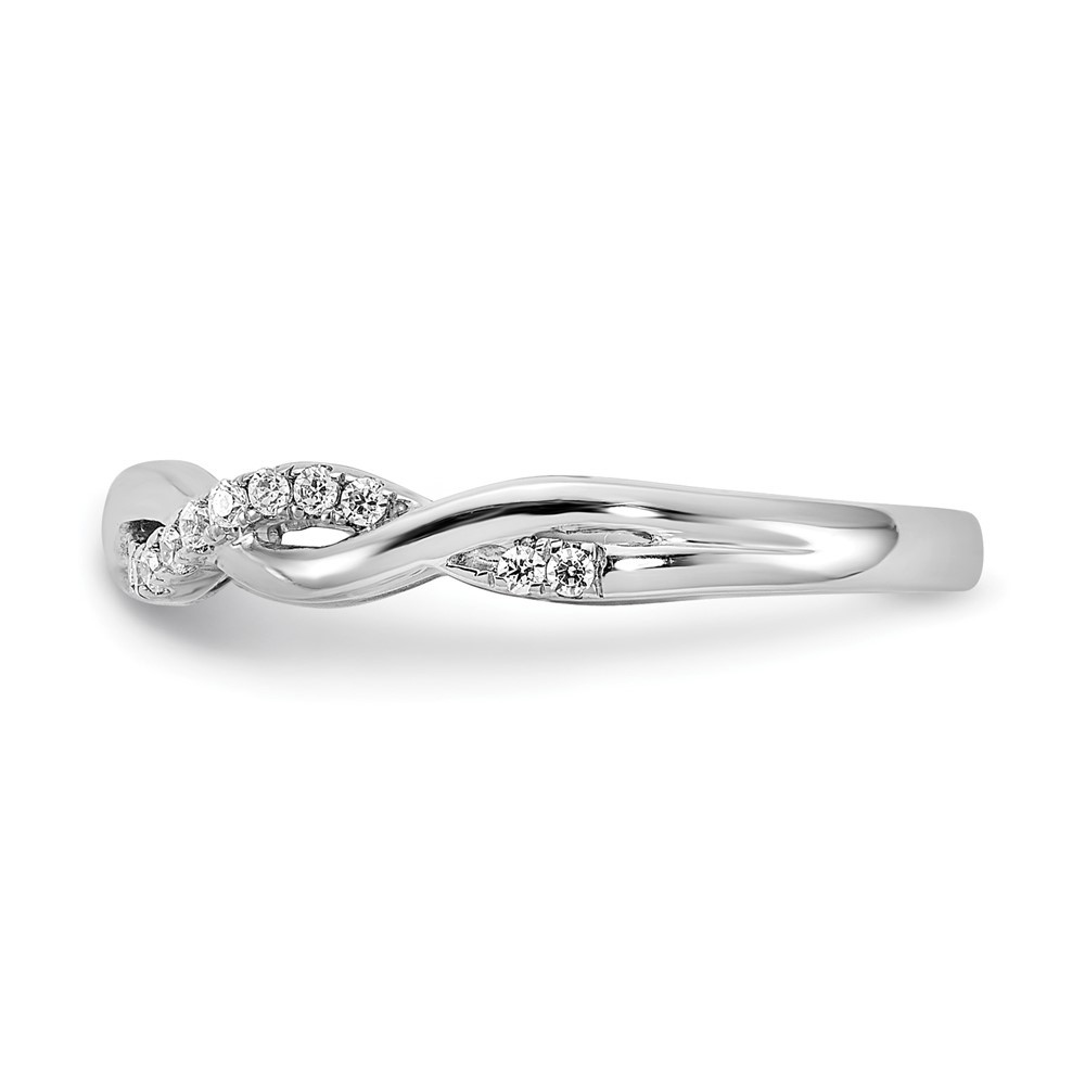 10k White Gold 1/8 Ct Lab Grown Diamond Complete Twist Wedding Band Ring Size 7