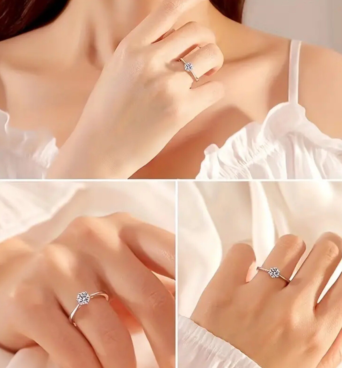 2 Carat Moissanite Solitaire Engagement Ring 925 Sterling Silver Size 7