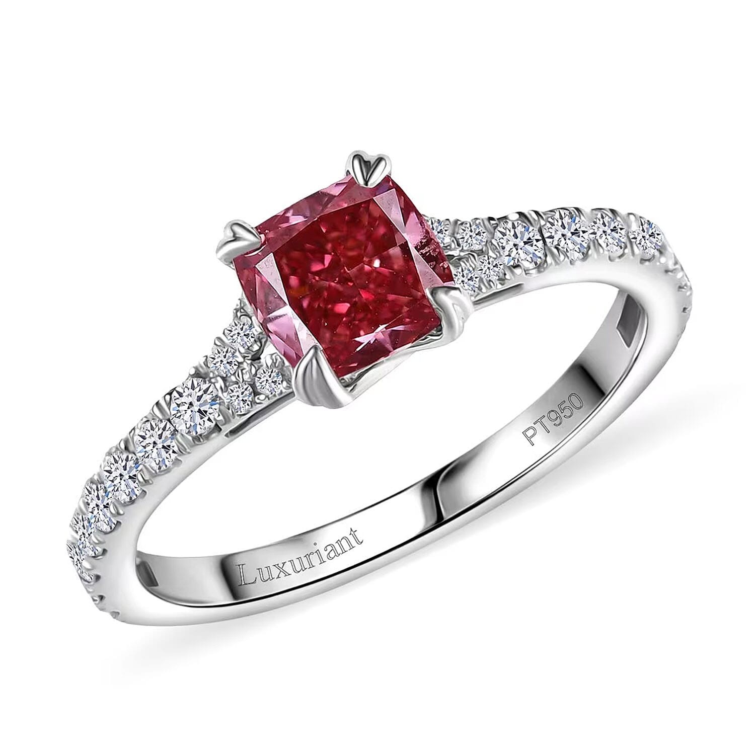 Lab Grown Pink Diamond Dawn Rose Ring in 950 Platinum 1.50 ctw Size 9.0