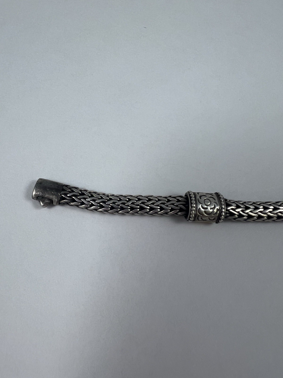 John Hardy 18k & 925 Sterling Four Pattern Station Classic Chain Bracelet 8” 6mm