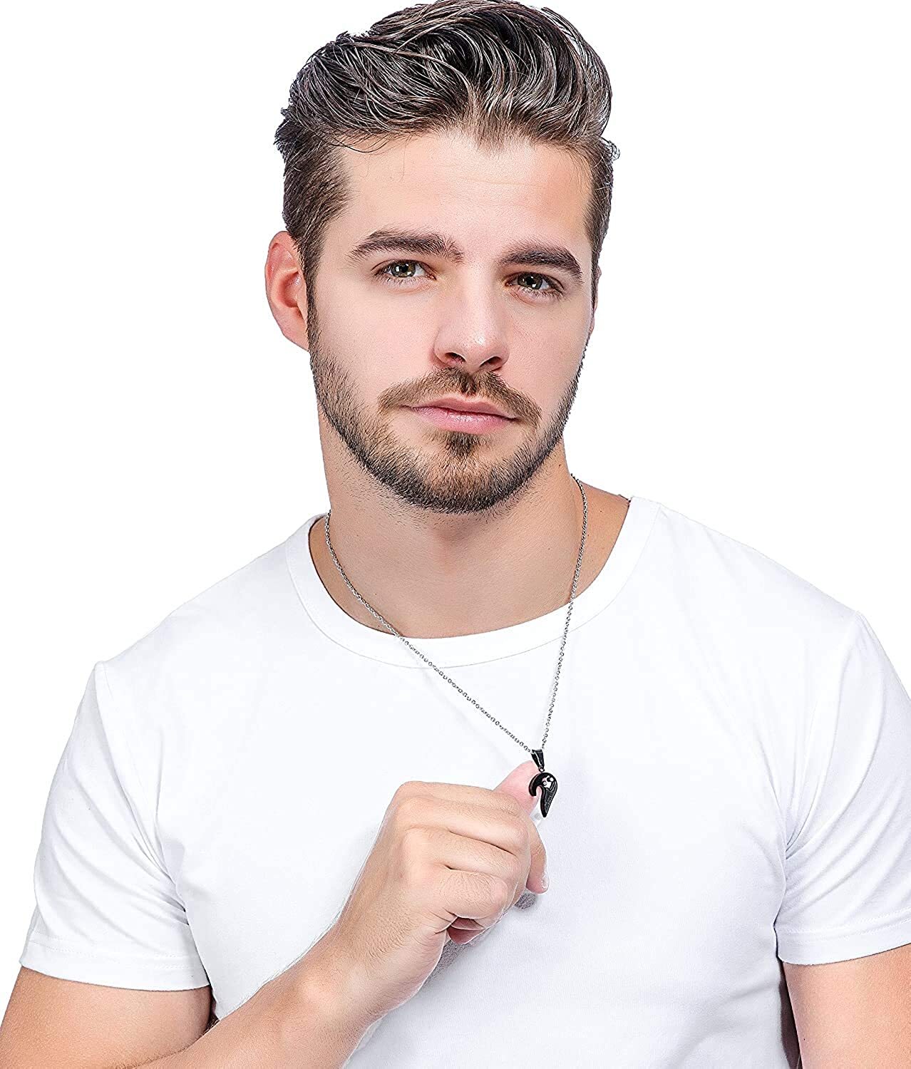 Stainless Steel Mens Womens Couple Necklace Pendant Love Heart Puzzle Matching