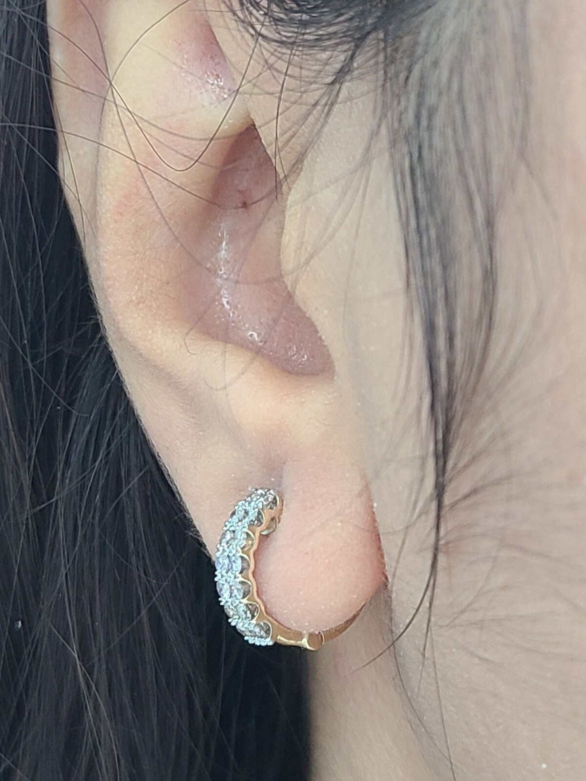 DEAL! 0.70 Carat Natural Diamonds 2rows Hoops Huggies Earrings in 14k Gold