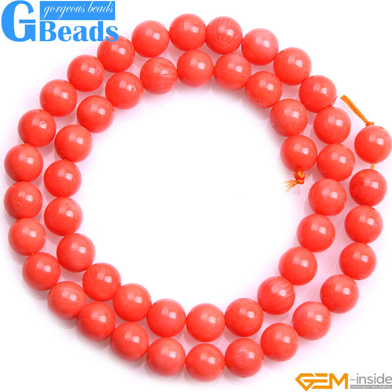 Round Orange Coral Gemstone Beads For Jewelry Making 15″ 2mm 3mm 4mm 5mm 6mm 7mm