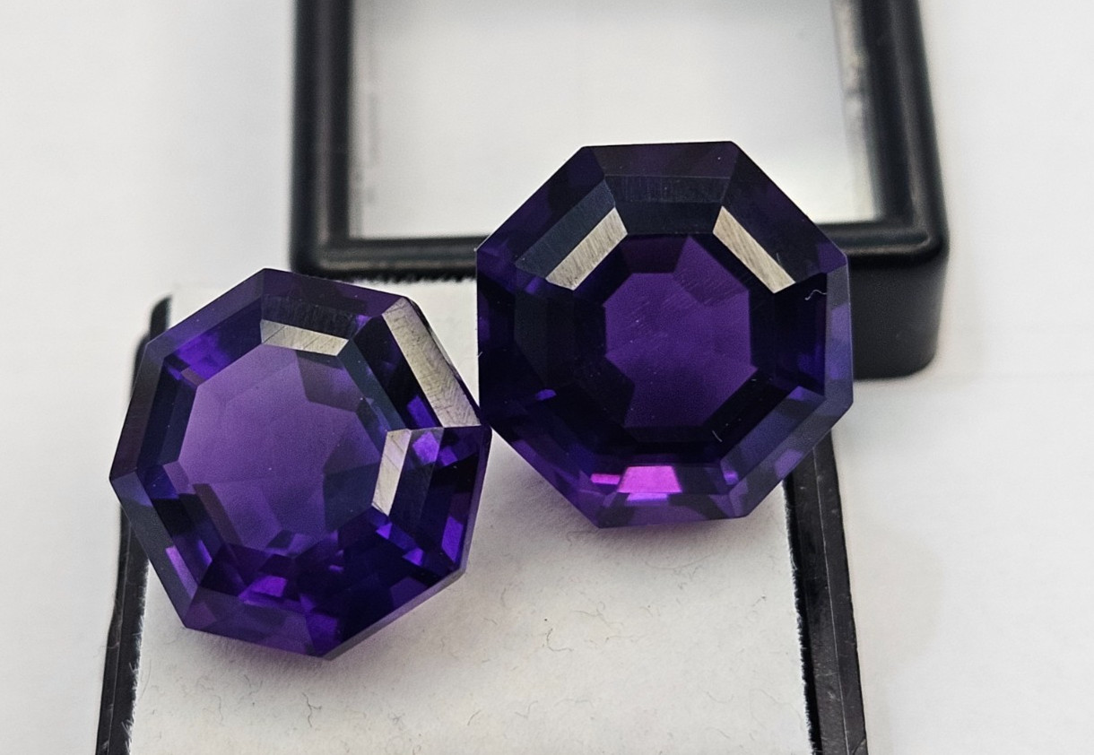 Fancy Cut Natural Amethyst Purple 27.10 Ct Pair Stone For Earring Making FR-589