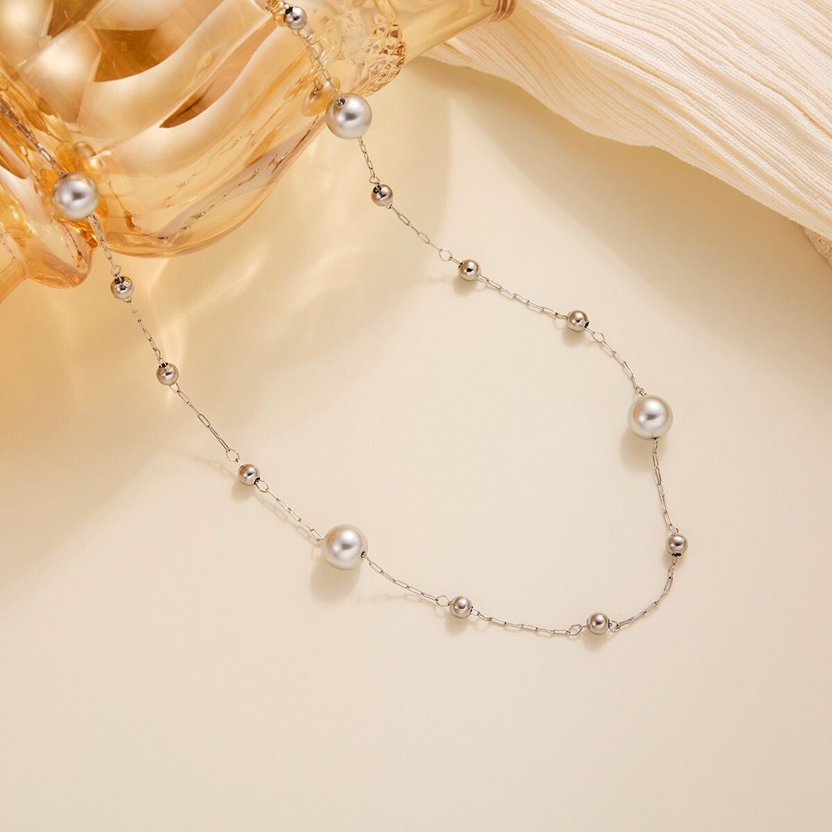 2 Colors Woman 18k Gold Plated Pearl Beaded Tassel Charm Chain Necklace/Bracelet