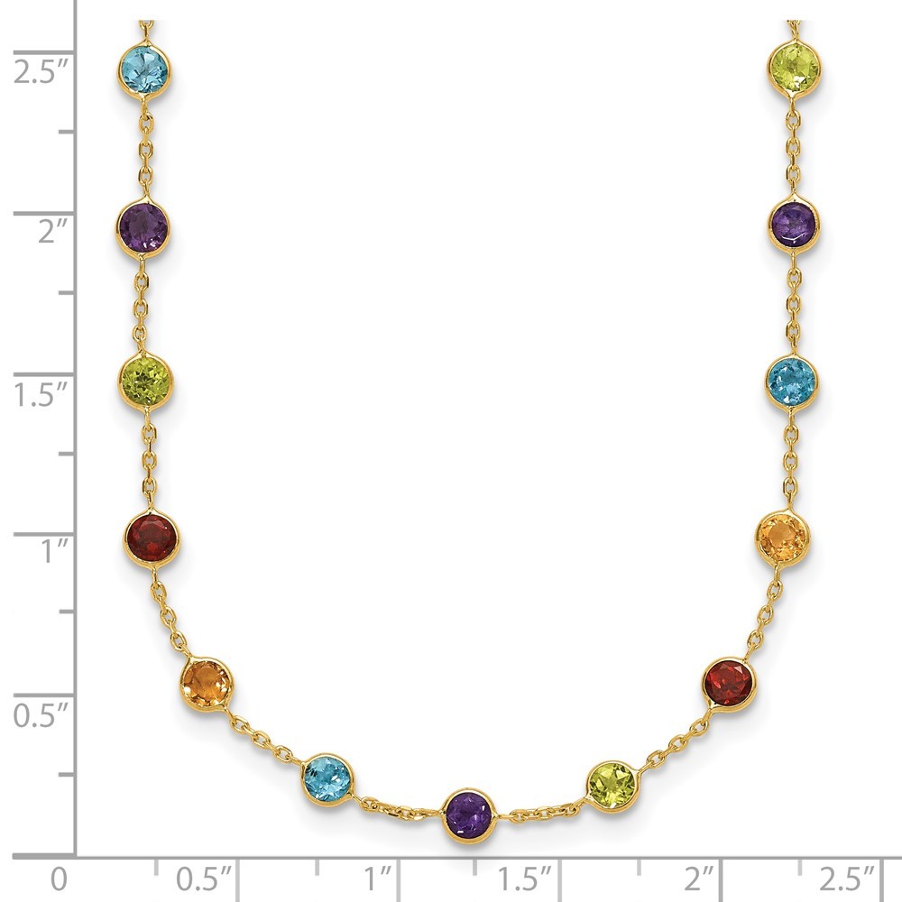 14k Yellow Gold Polished Multi-color Multi-Gemstone Necklace 34″