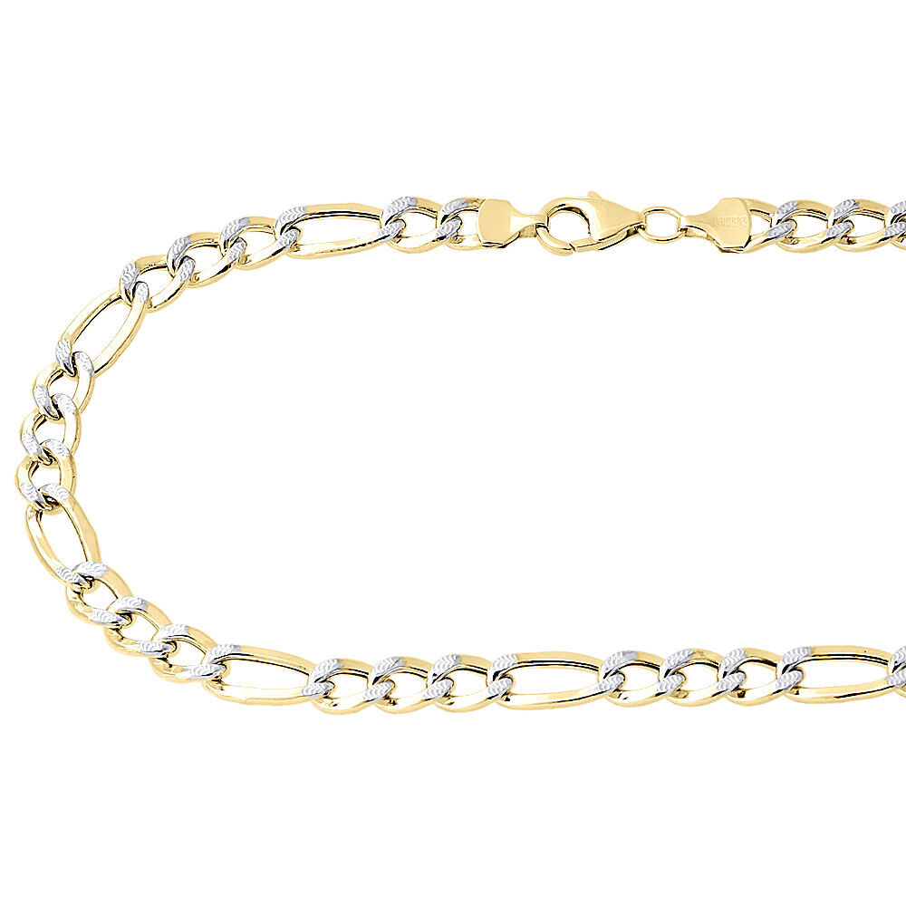 1/10th 10K Yellow Gold 7mm Diamond Cut Figaro Link Chain Necklace 18-30 Inch