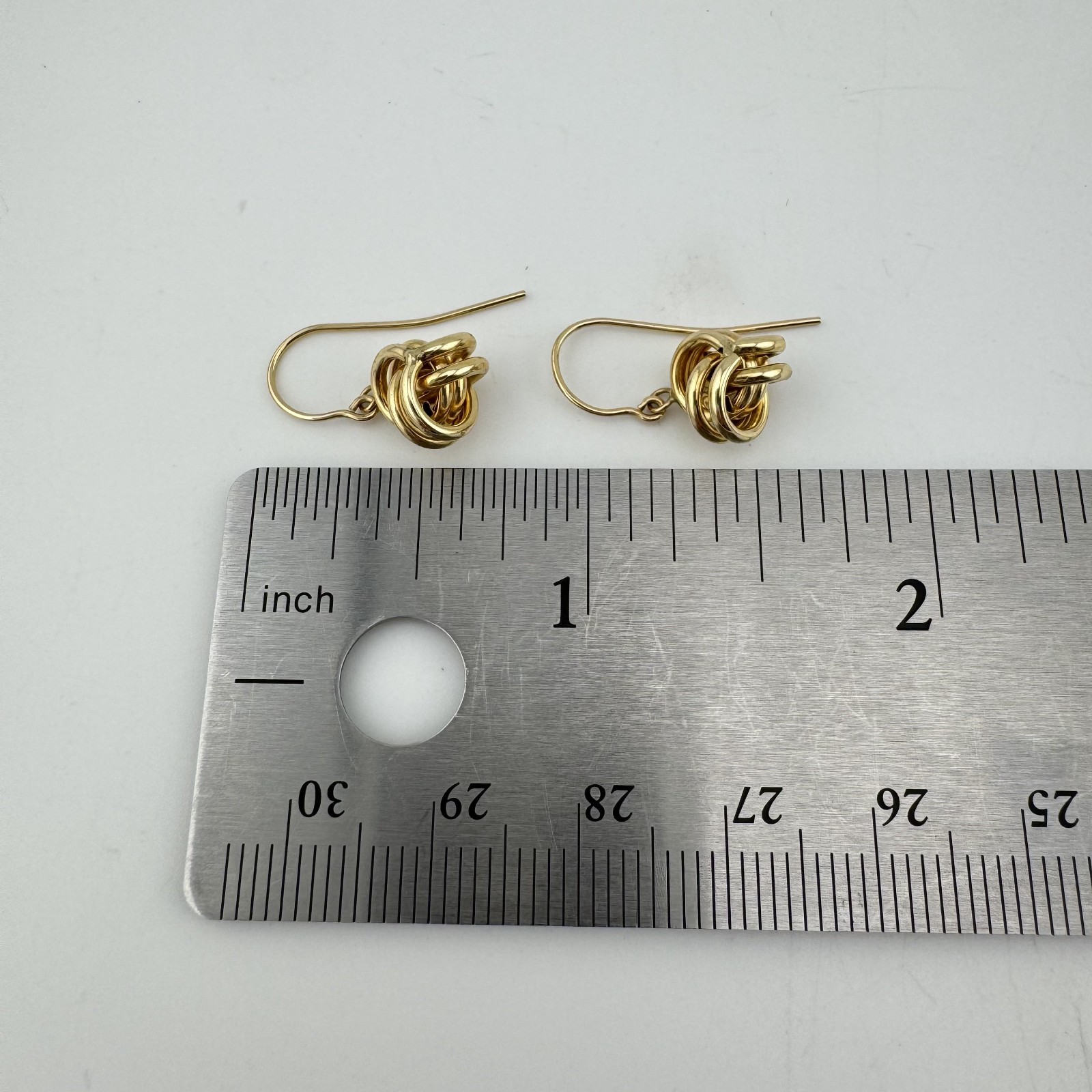 Minimalist Vintage 14K Gold Love Knot Dangle Earrings