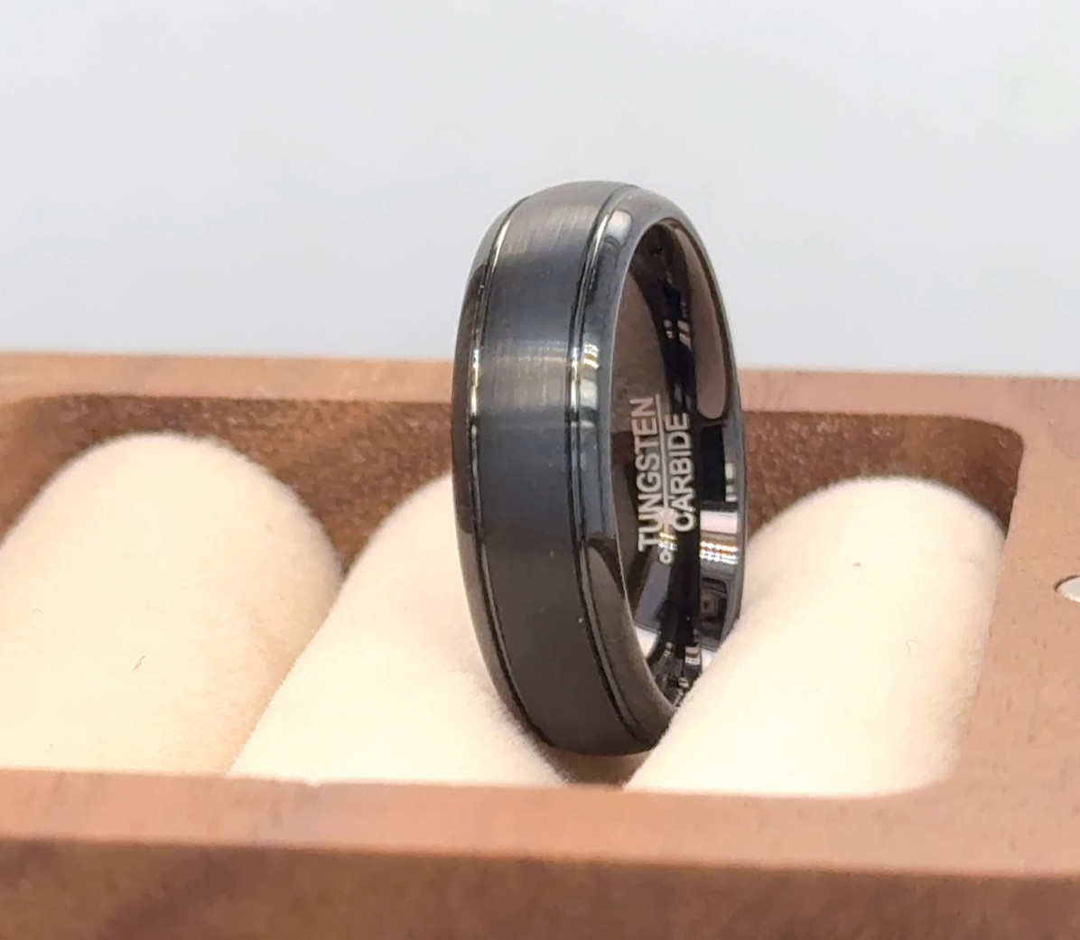 Gift For Girlfriend 6mm Black Plated Tungsten Band Stackable Promise Ring