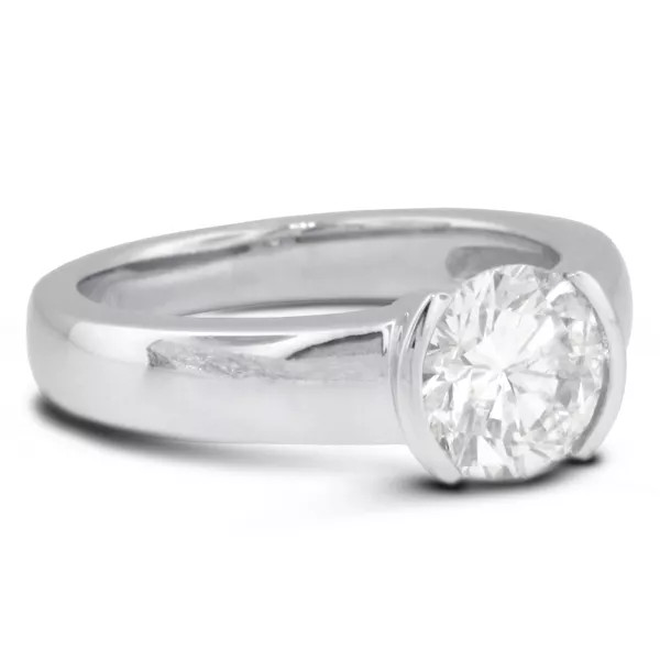 Solitaire Engagement Ring 14K Gold Classic Round 0.57 CT Lab-Grown Diamond E VS1