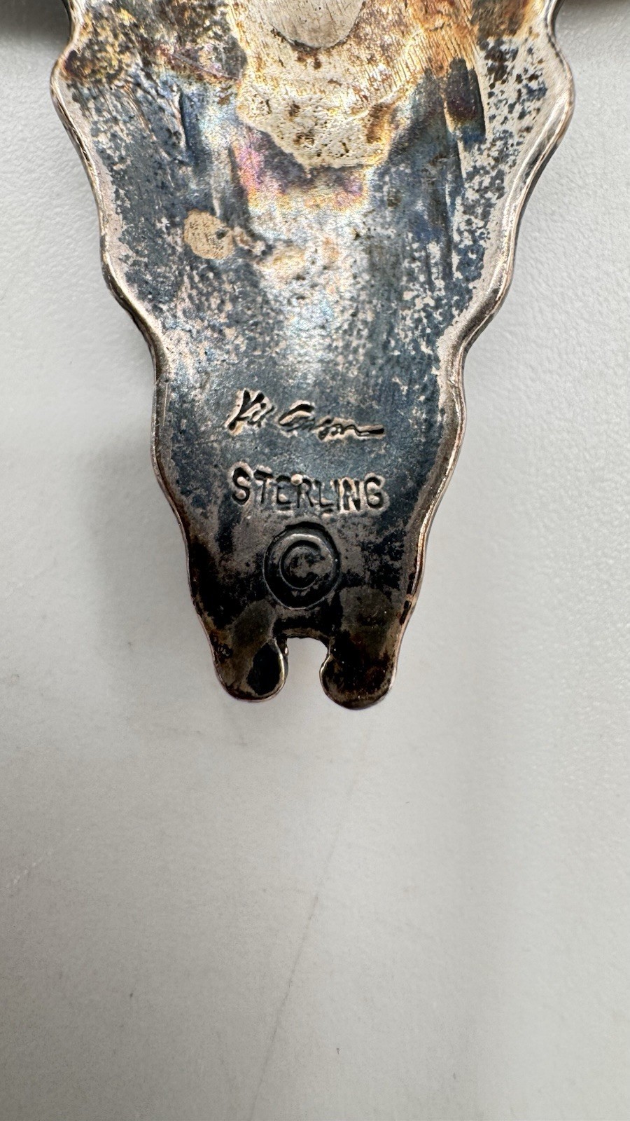 Vintage Sterling Kit Carson Buffalo Skull Brooch