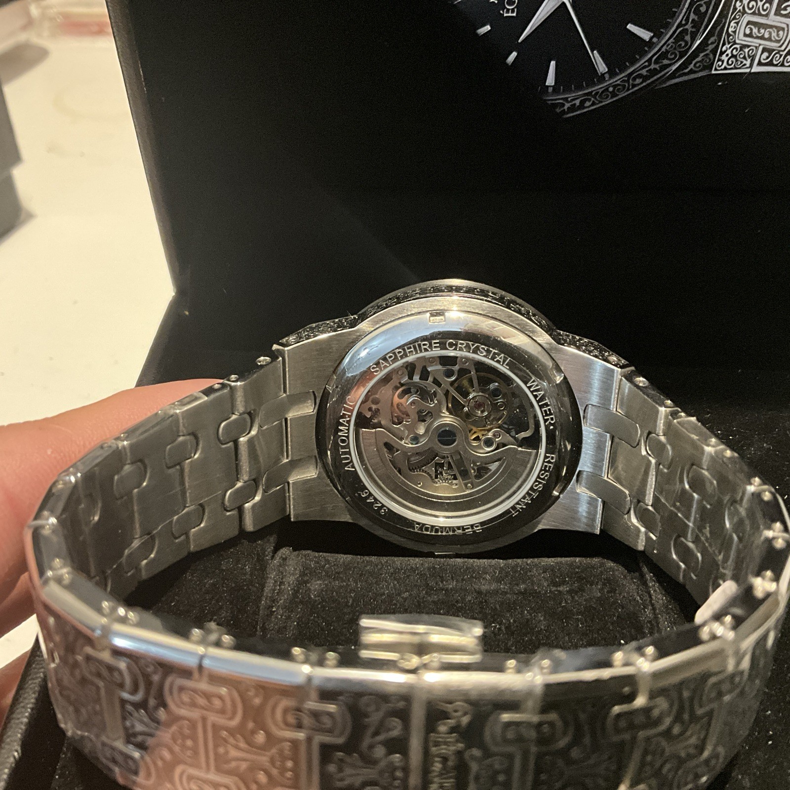Egard Bermuda Skeleton Automatic Watch 42mm Engraved Braclet