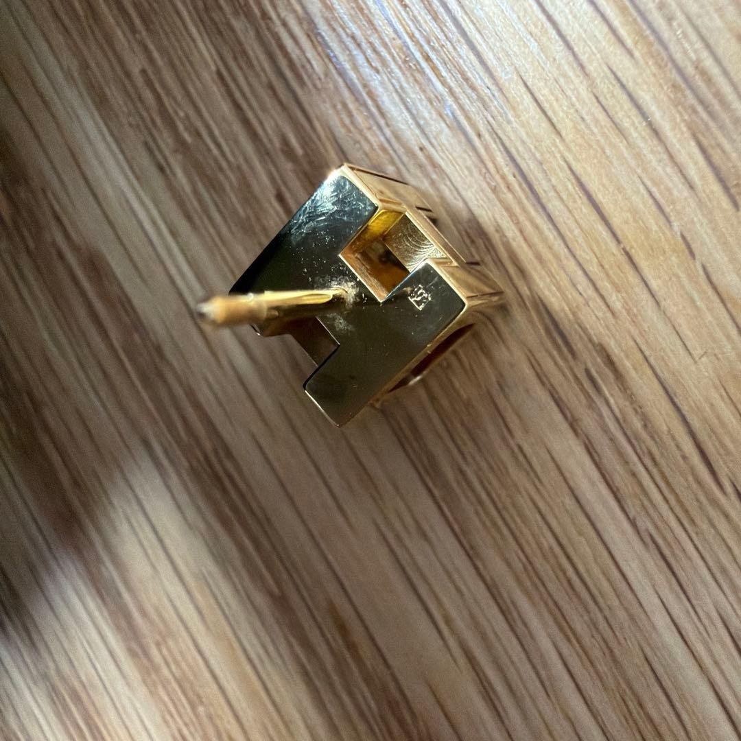 HERMES Orange H Logo Earrings