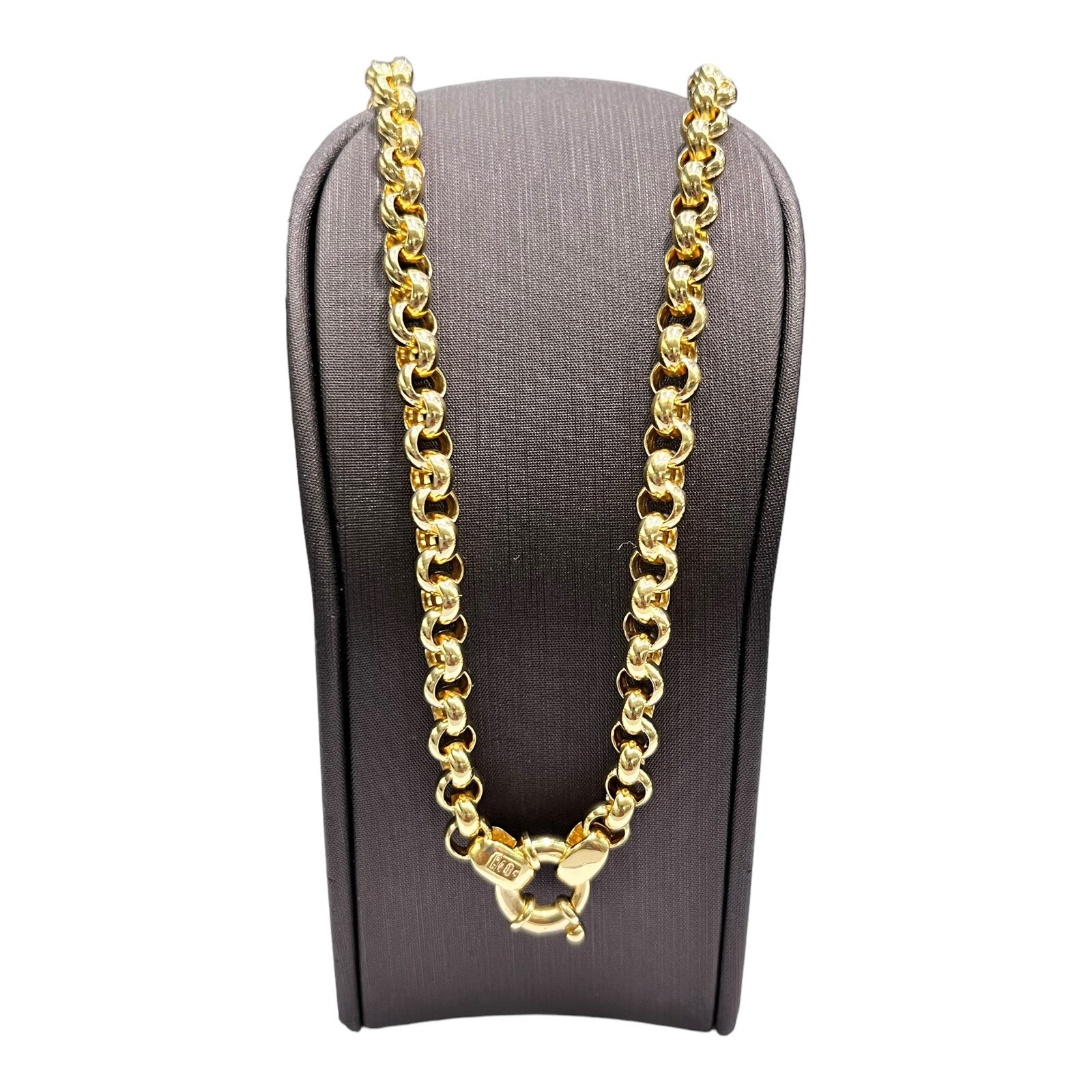 18ct 18k Yellow Gold Italian Round Belcher Chain Necklace 21.68 Grams 45.5cm New