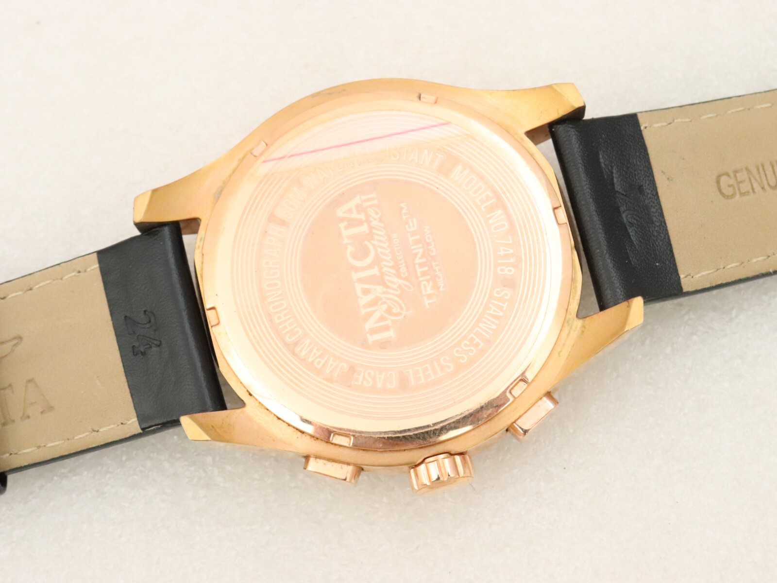 48mm Invicta 7418 Signature II Tritnite Watch Rose Gold Plate Chronograph Men