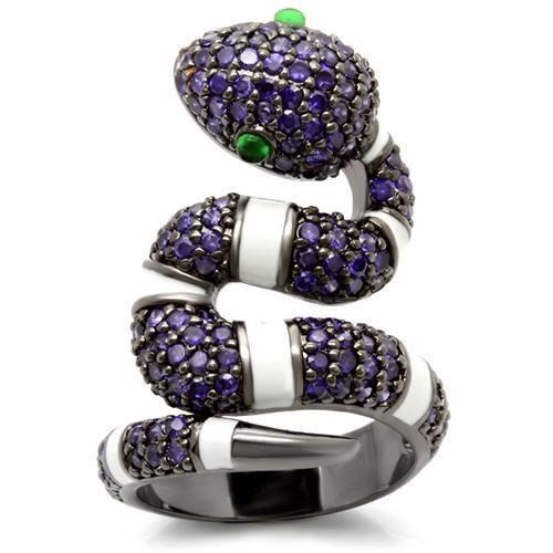 0W184 – Ruthenium Brass Ring with AAA Grade CZ in Multi Color
