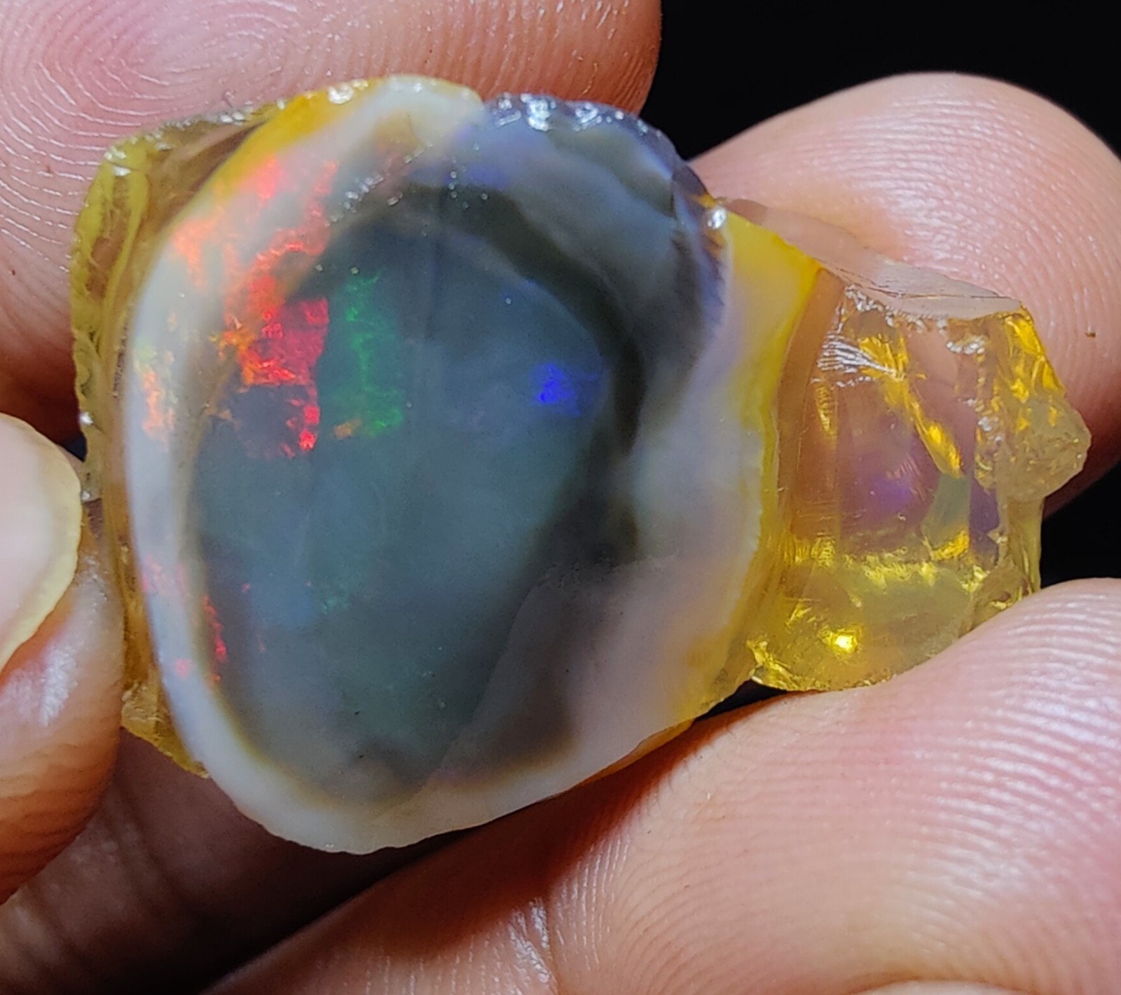 39 Carat, Natural Black Ethiopian Opal Raw Rough, Flashy Gemstone, Jewellery.