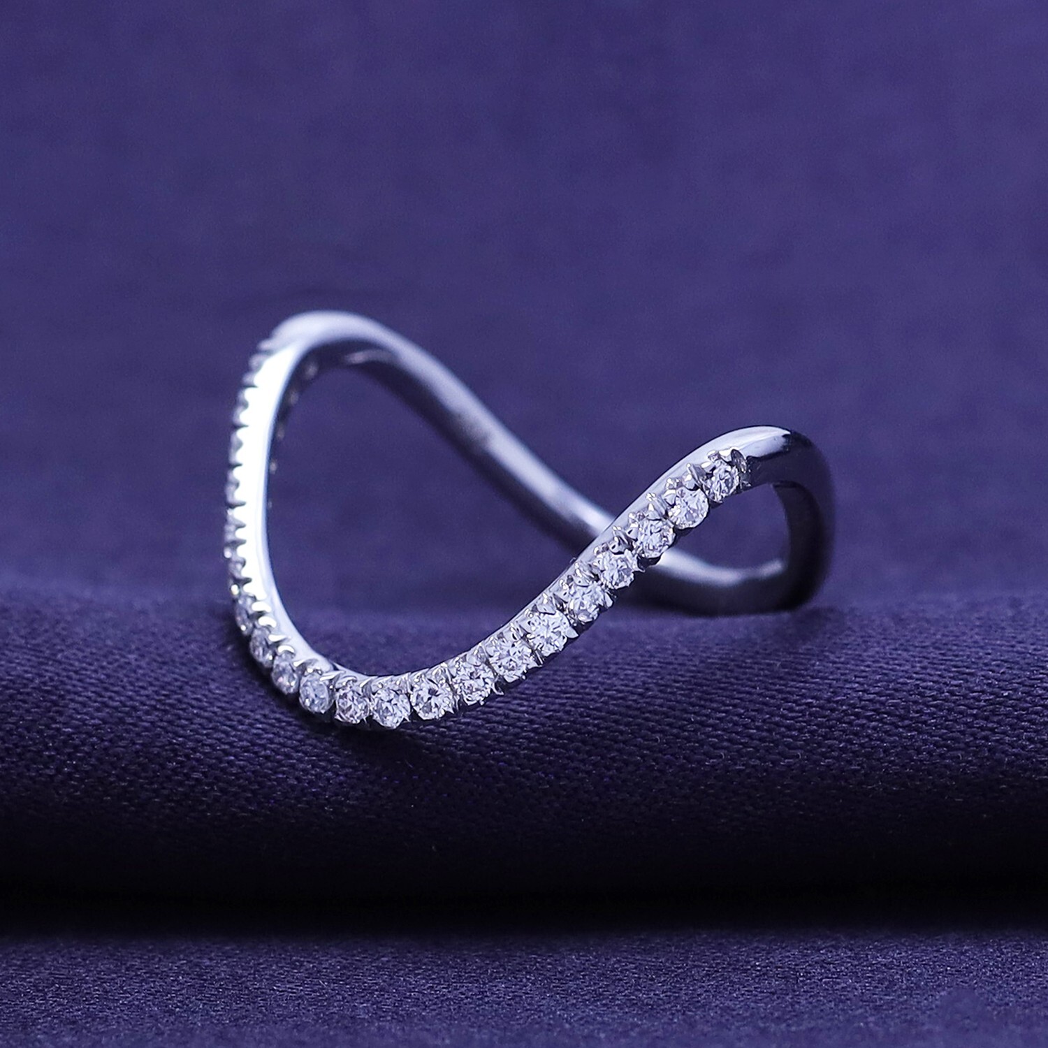 0.27 Ct Diamond V Shape Engagment Ring in 10k Solid White Gold Lab Grown
