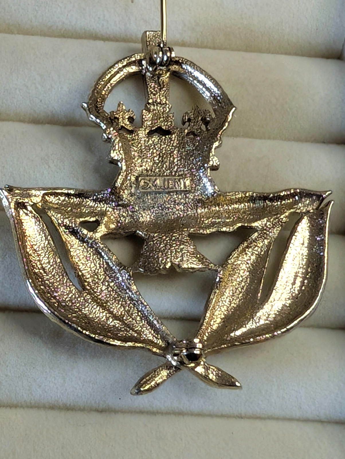 Vintage M. JENT Gold Tone Crown & Eagle Heraldic Statement Brooch