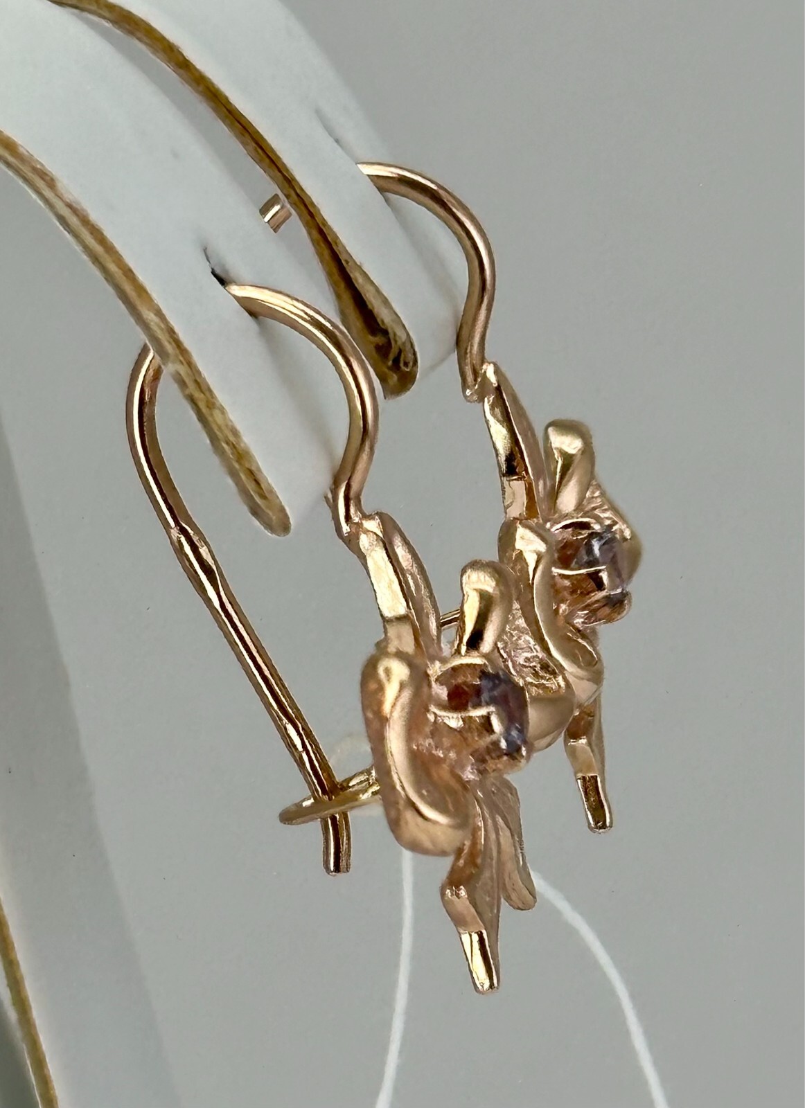 USSR Vintage Original Alexandrite (lab. made) Rose Gold Earrings 583 14K 4.02 g