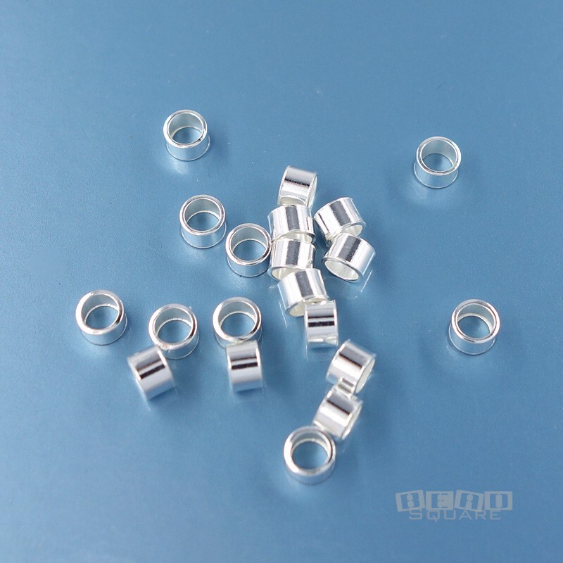 20 Solid Sterling Silver Seamless Tube Crimp Bead Spacers 3.5mm x 2.5mm #33884