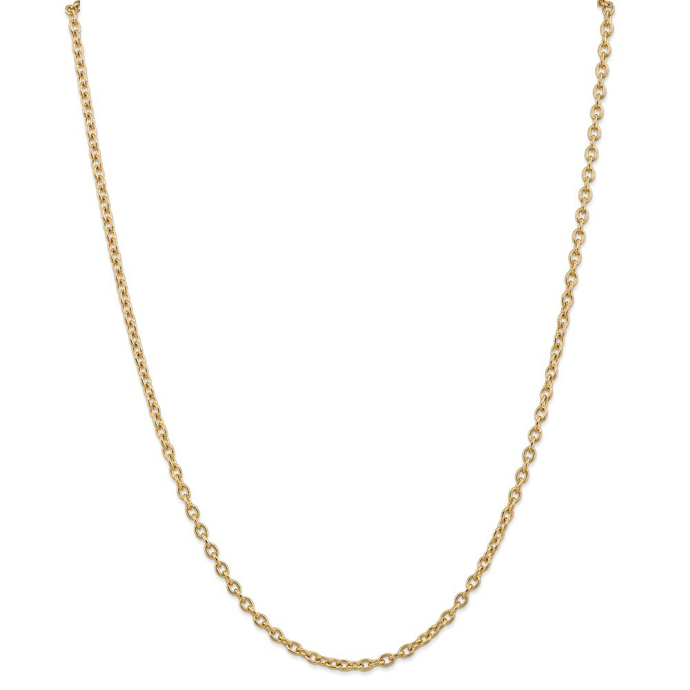 Real 14kt Yellow Gold 3.2mm Cable Chain; 20 inch; Lobster Clasp