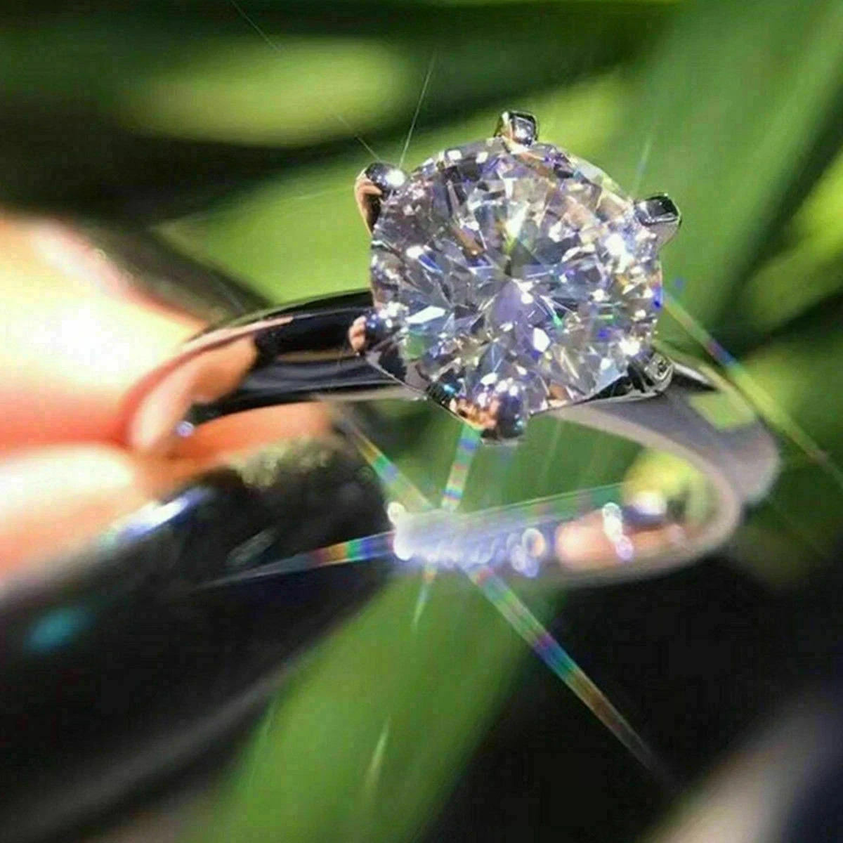 2.00Ct Round Cut Moissanite Solitaire Engagement Ring 14K White Gold Plated