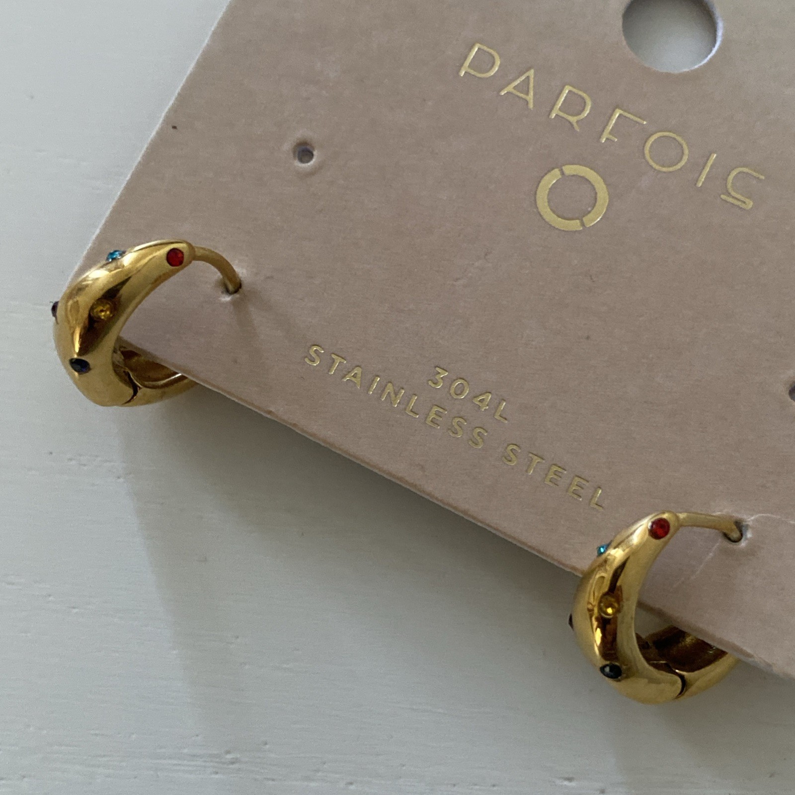 Parfois gold stainless steel/hypoallergenic multi colour dots earrings BN